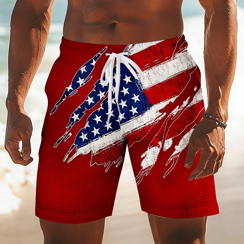 Homens Bandeira dos EUA Patriótico 250º aniversário dos Estados Unidos Calções Waffle Shorts de moletom Shorts casuais Cintura Média Moda Casual Férias Corrida Dar certo Cintura elástica com cordão de 2026 por $22.99 –P2