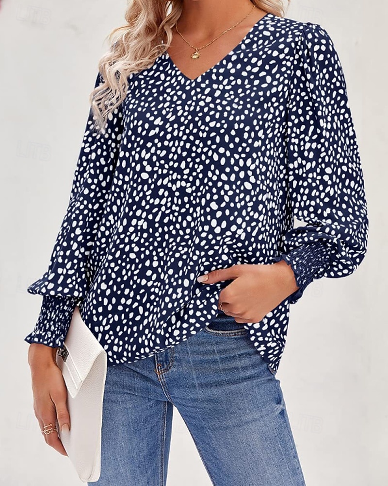 Per donna Maglietta Stampato Floreale Casual Manica Lunga Scollo a V Top Regolari Quotidiano Uscire Weekend Nero Rosa Vino Blu marino Verde Primavera Autunno del 2026 a $26.99 –P2