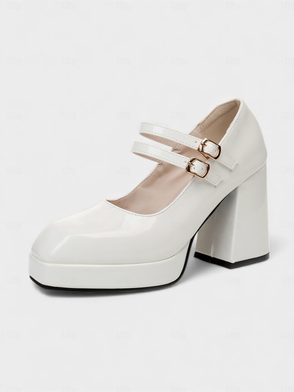 2026年 女性用マルディグラ赤のパテントフェイクレザープラットフォームヒールにダブルバックルのメリージェーンシューズ - カーニバル、パレード、フェスティバルのお祝いに最適  コレクション – $59.99 –P8