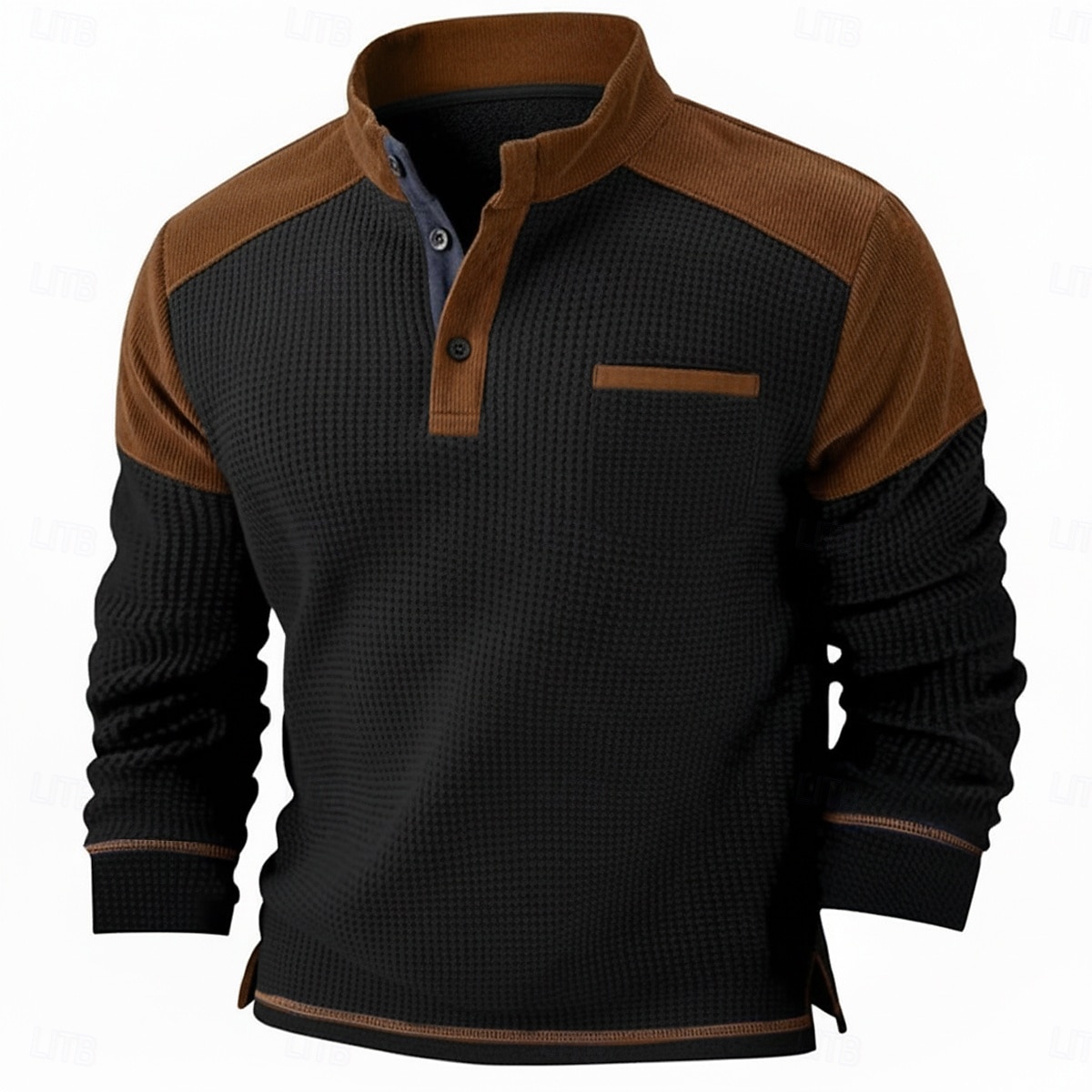 Herre Vaffel T-skjorte T skjorte Vaffel Henley-skjorte Langermet Henley Vinter Vår & Vinter Helfarge Tradisjonell / vintage Ren Avslappet Hjem utendørs Svart Navyblå Grønn Topp T-skjorte for menn 2026 - $26.99 –P7