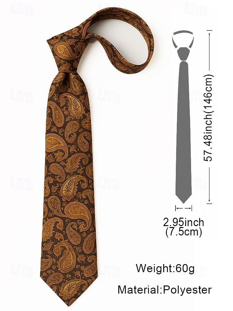 Geschenkset für Herren aus Polyester mit Paisley-Muster: Krawatte, Manschettenknöpfe, Einstecktuch und Krawattenklammer – perfekt für Hochzeiten und als Geschenk. 2026 - $14.99 –P9