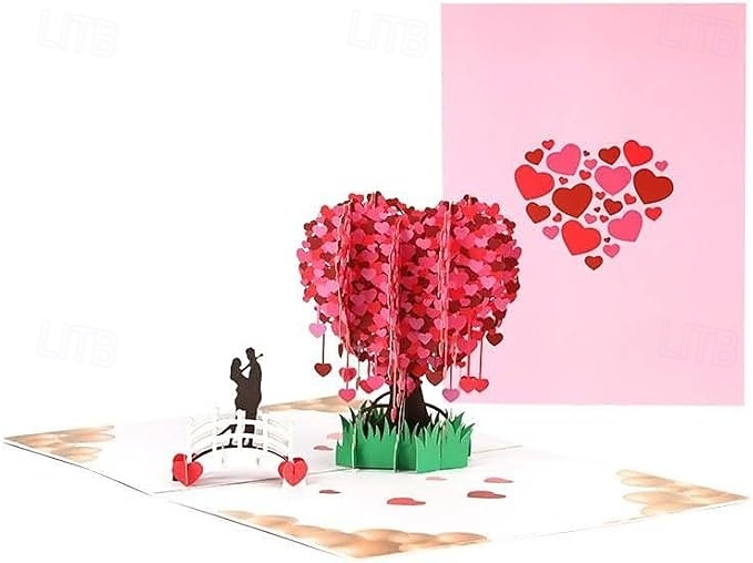 Tarjeta 3D en Forma de Corazón Pop Up Regalos Rosados Compromisos Esposa Novio Esposo Novia 1 Tarjeta 1 Sobre 2026 - $17.99 –P5