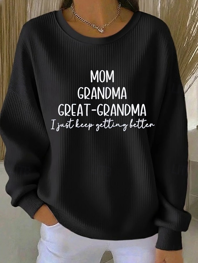 Per donna Pullover Stampato Grafico Lettera Caldo Classico Casual Manica Lunga Girocollo Top Regolari Casuale Casa Streetwear Nero Bianco Primavera Autunno del 2026 a $29.99 –P2