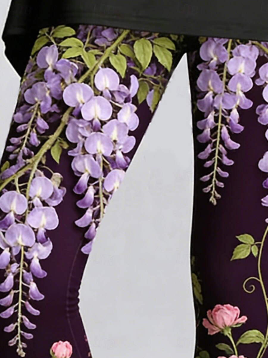 Mujer Polainas Leggings cómodos Vacaciones Casual Longitud total Alta cintura Floral Graphic Estampado Comodidad Cómodo Elástico Casual Diario Vacaciones Morado Verano Primavera Otoño Ajustado 2026 - $20.99 –P3