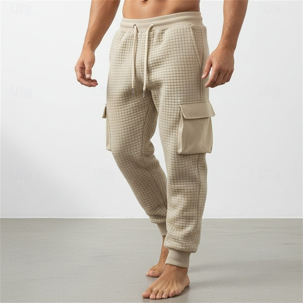 Per uomo Nido d'ape Pantaloni Cargo Joggers Pantaloni Pantaloni casual Multi-tasche Polsino elastico Semplice Comodità Lunghezza intera Casuale Quotidiano All'aperto Vacanza Moda Nero Bianco del 2026 a $22.99 –P4