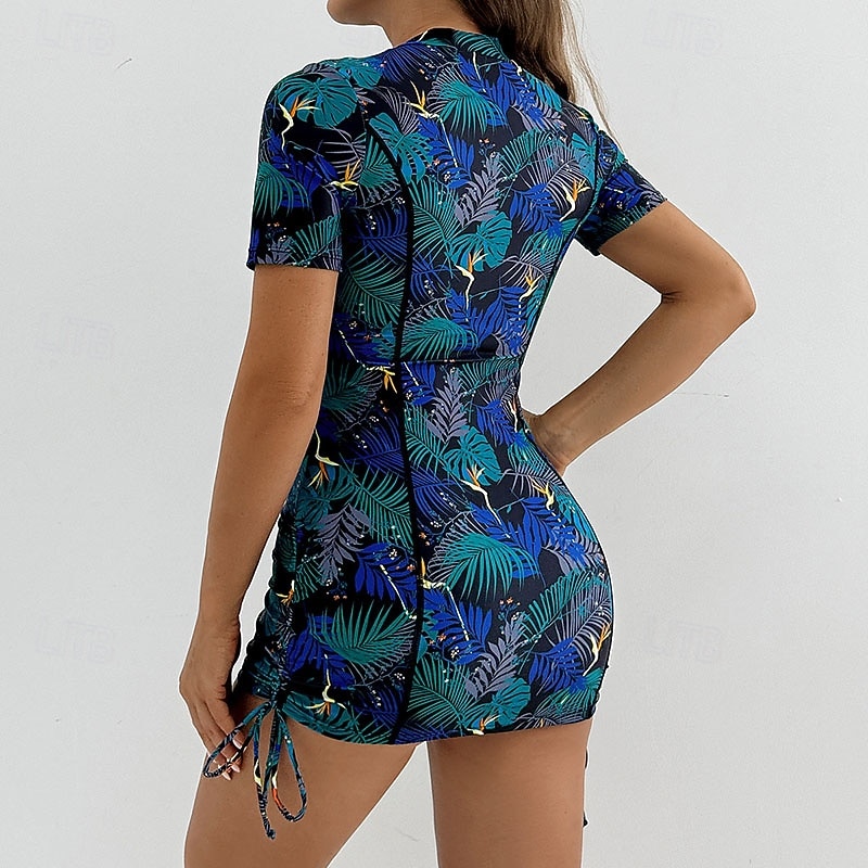 Dámské Plavky 2 ks Kraťasy Plavky Zip prázdniny Oblečení na pláž Grafika Kulatý Krátké rukávy Plavky 2026 - $31.99 –P8