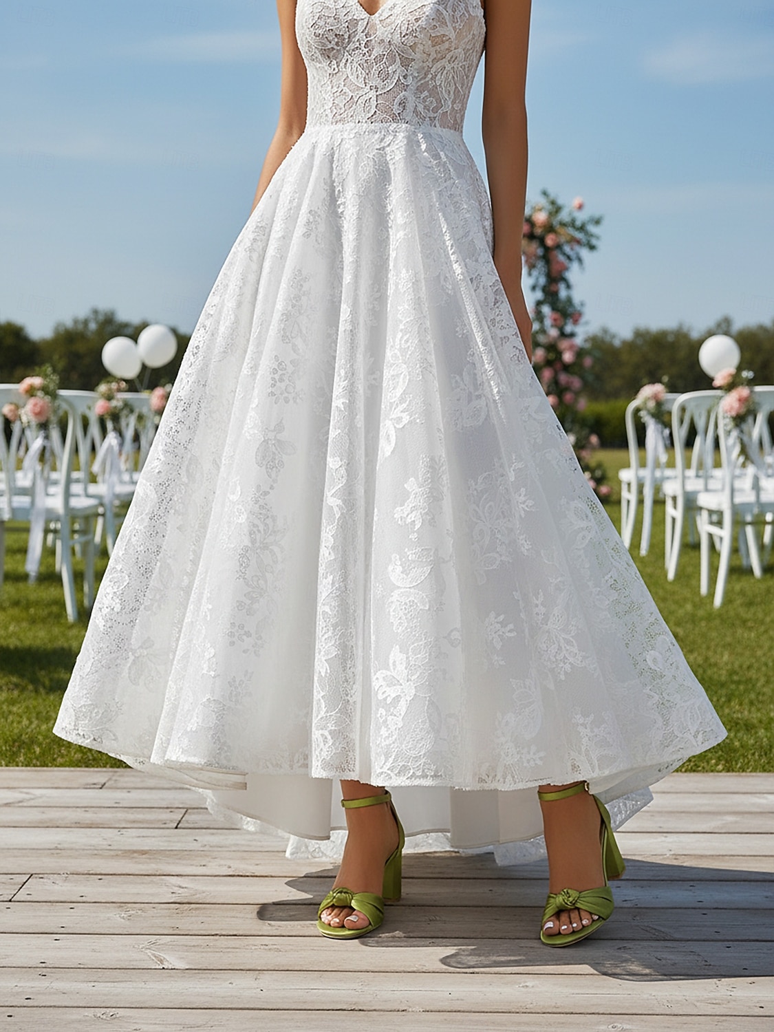 Sandálias femininas verdes de cetim com salto bloco e nó - elegantes sapatos de casamento com tira no tornozelo para damas de honra. &convidados, saltos altos elegantes e confortáveis para o jardim de 2026 por $34.99 –P1