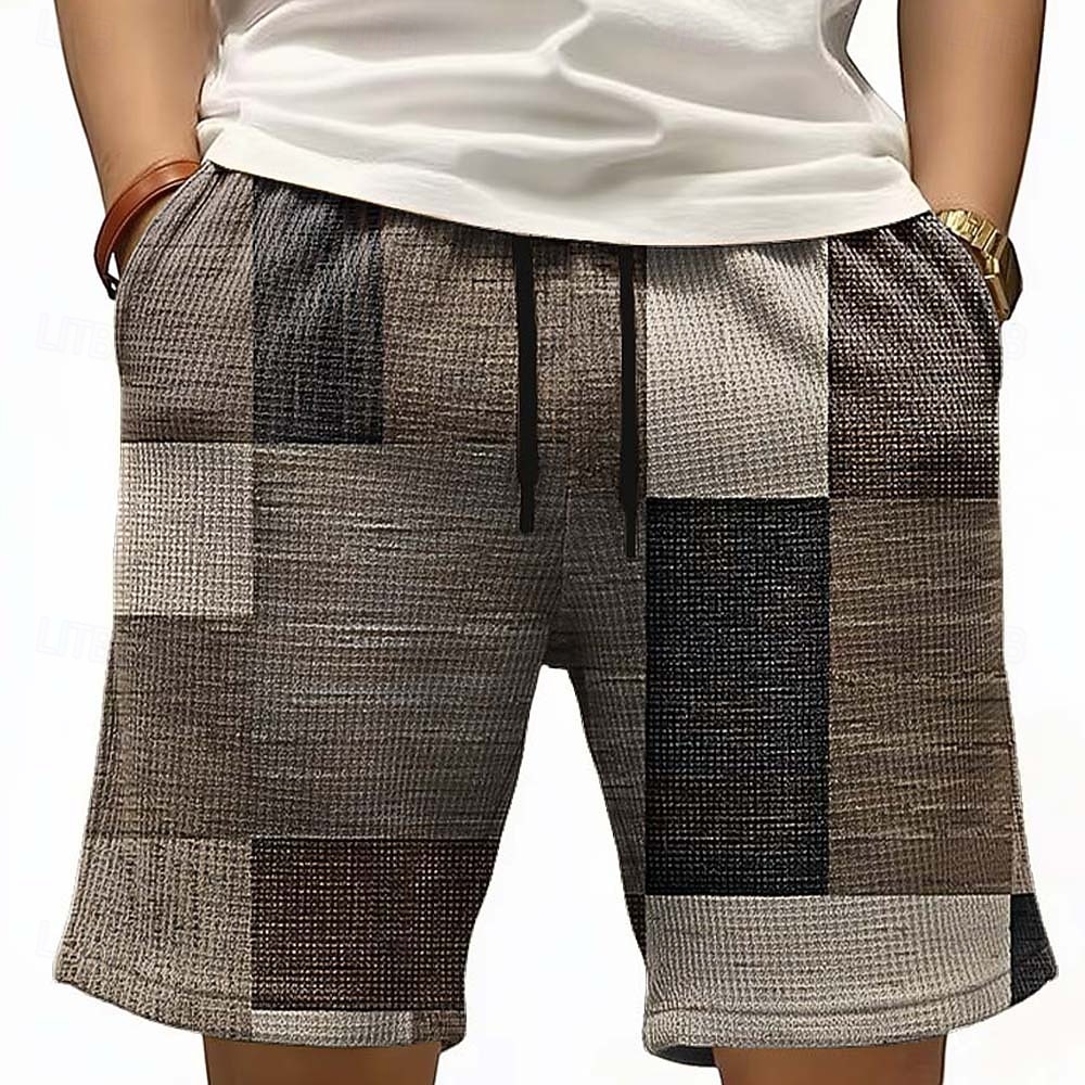 Per uomo Geometrico Blocco di colori Patchwork Pantaloncini Waffle Pantaloncini da tuta Pantaloncini casual Misura del girovita medio Moda Casual Vacanza Jogging Allenamento Testurizzato Coulisse del 2026 a $22.99 –P1