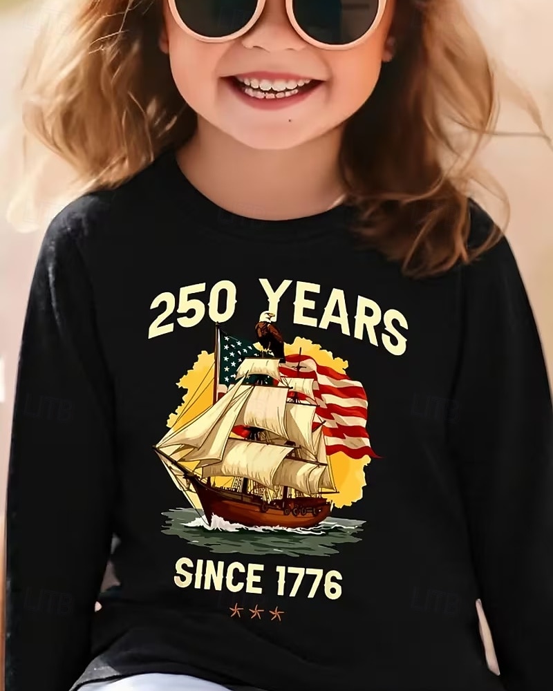 Unisex Fete 3D Grafic Steag A 250-a aniversare Steagul american al SUA pentru copii Tricou Manșon Lung Tipărire 3D Vară Toamnă Sport Modă Șic Stradă Copii 4-12 ani Stil Nautic Casual Zilnic În aer 2026 - $14.99 –P8