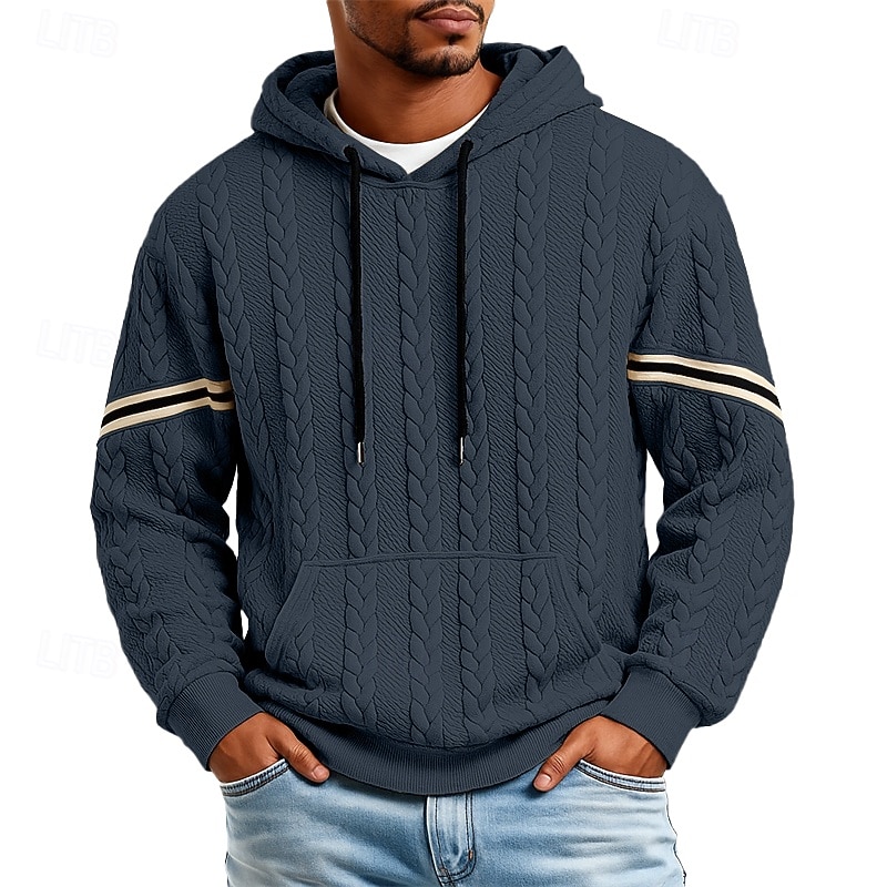 Herren Jacquard Kapuzensweatshirt Pullover Kapuzensweatshirt Schwarz Weiß Marineblau Khaki Grau Mit Kapuze Einfach Patchwork Kängurutasche Strukturiert Lässig Täglich Sport & Outdoor Streetwear Cool 2026 - $34.99 –P5
