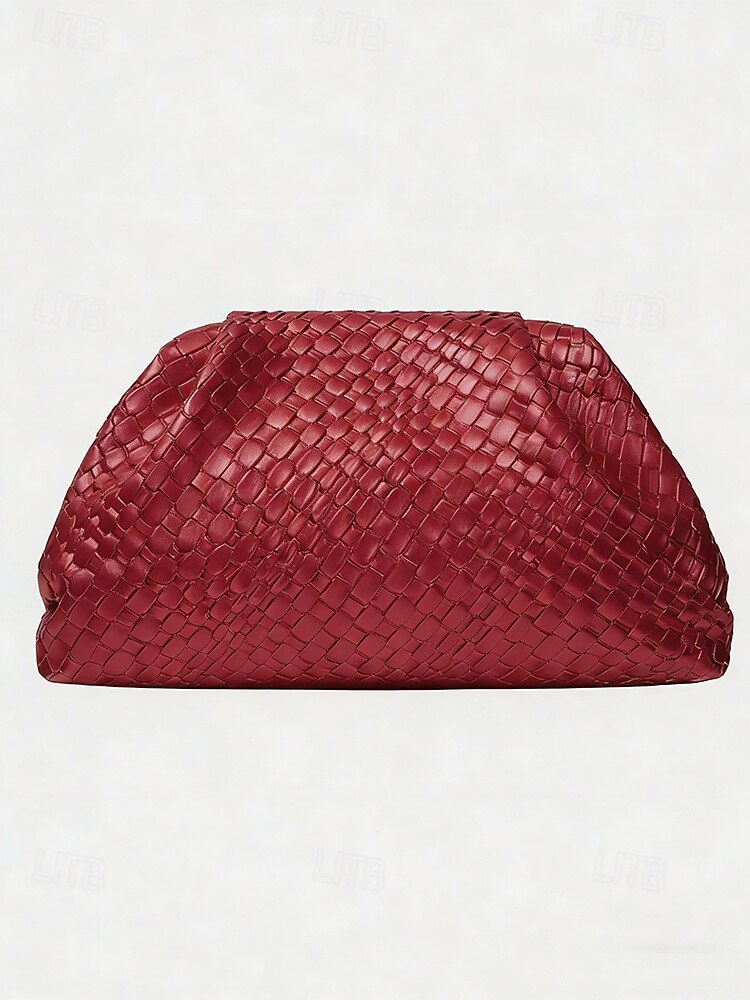pochette da donna in similpelle con motivo intrecciato in rilievo, vari colori, design elegante per matrimoni ed eventi serali del 2026 a $32.99 –P10
