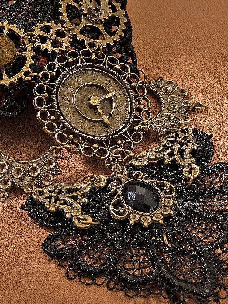 Damenschuhe Mardi Gras Steampunk viktorianische Spitzen-Handschuhe ohne Finger - Legierungs-Uhren- und Zahnräder-Zubehör für Karneval  Halloween-Kostüm 2026 - $14.99 –P6