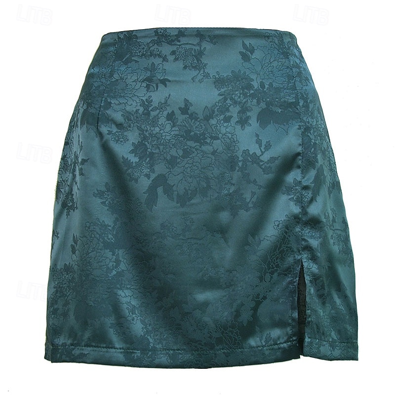 Women's Fashion Casual Mini High Waist Skirts Graphic Split Ends Micro-elastic Daily Street Black Pink Green Summer 2026 - $18.99 –P3