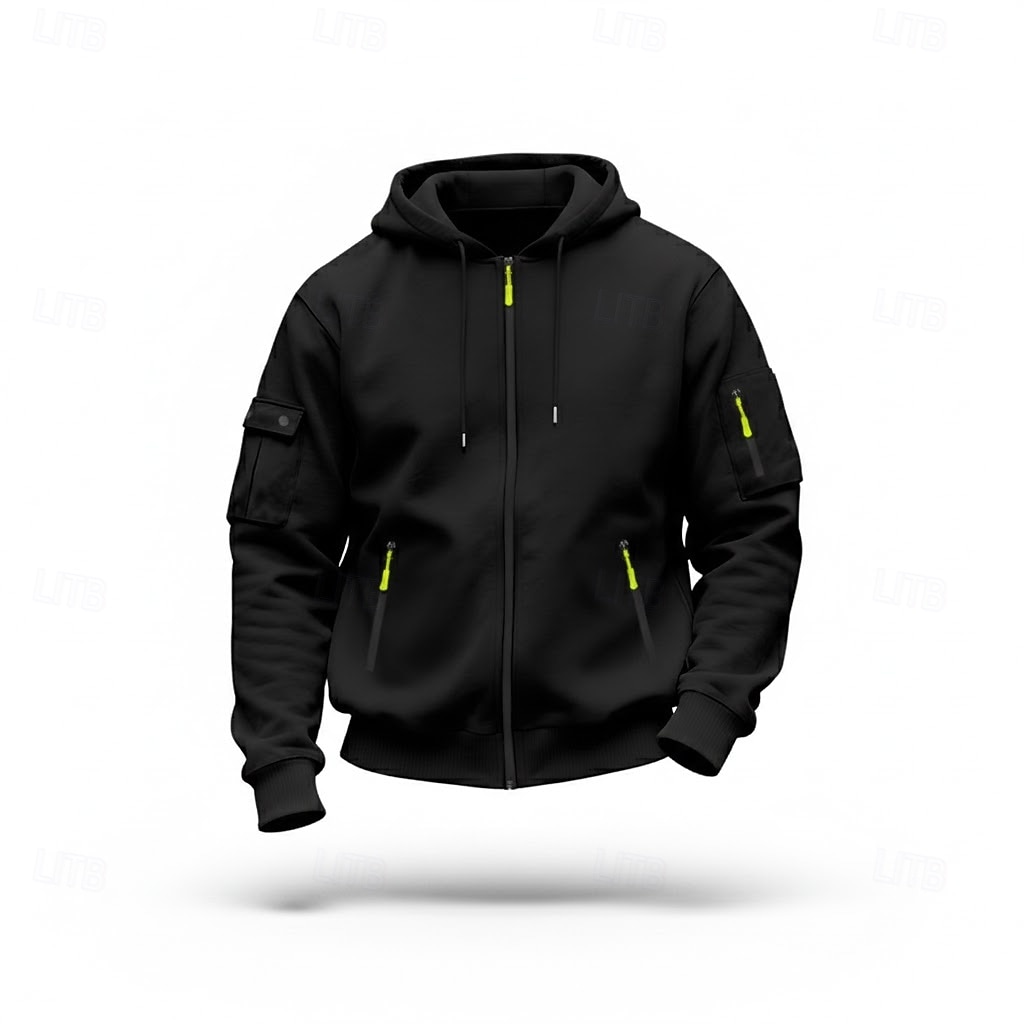 Pánské Kapuce Mikina s kapucí na zip Fleecová mikina Černá Námořnická modř Velbloudí Světle šedá Tmavě šedá Kapuce Bez vzoru Slátanina Sporty a outdoor Denní Dovolená Polyester Šik ven Základní Na 2026 - $29.99 –P8