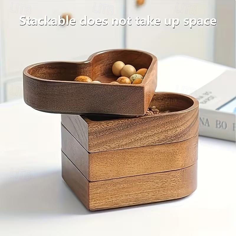 Valentine's Day Vintage Heart-Shaped Wooden Tray Decorative Dark Wood Grain Organizer for Snacks, Jewelry, Keys and Small Items Home Decor Display Tray 2026 - $14.99 –P2