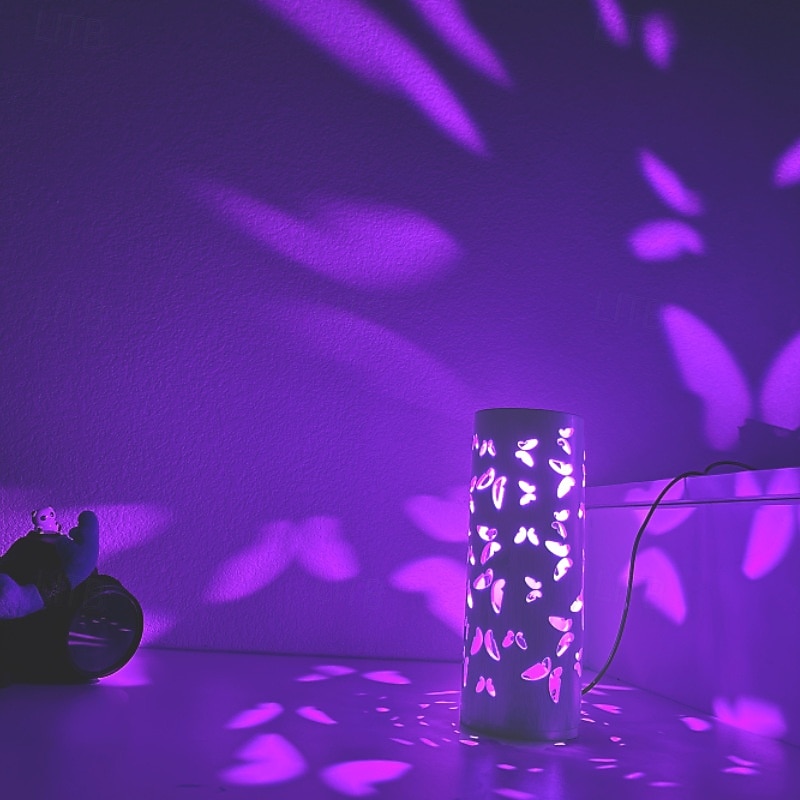 Lampă de proiecție cu fluture din bambus, sursă de alimentare USB, lampă de decor pentru dormitor, sufragerie, noptieră, lumină de noapte, înălțime 20 cm 2026 - $28.99 –P11