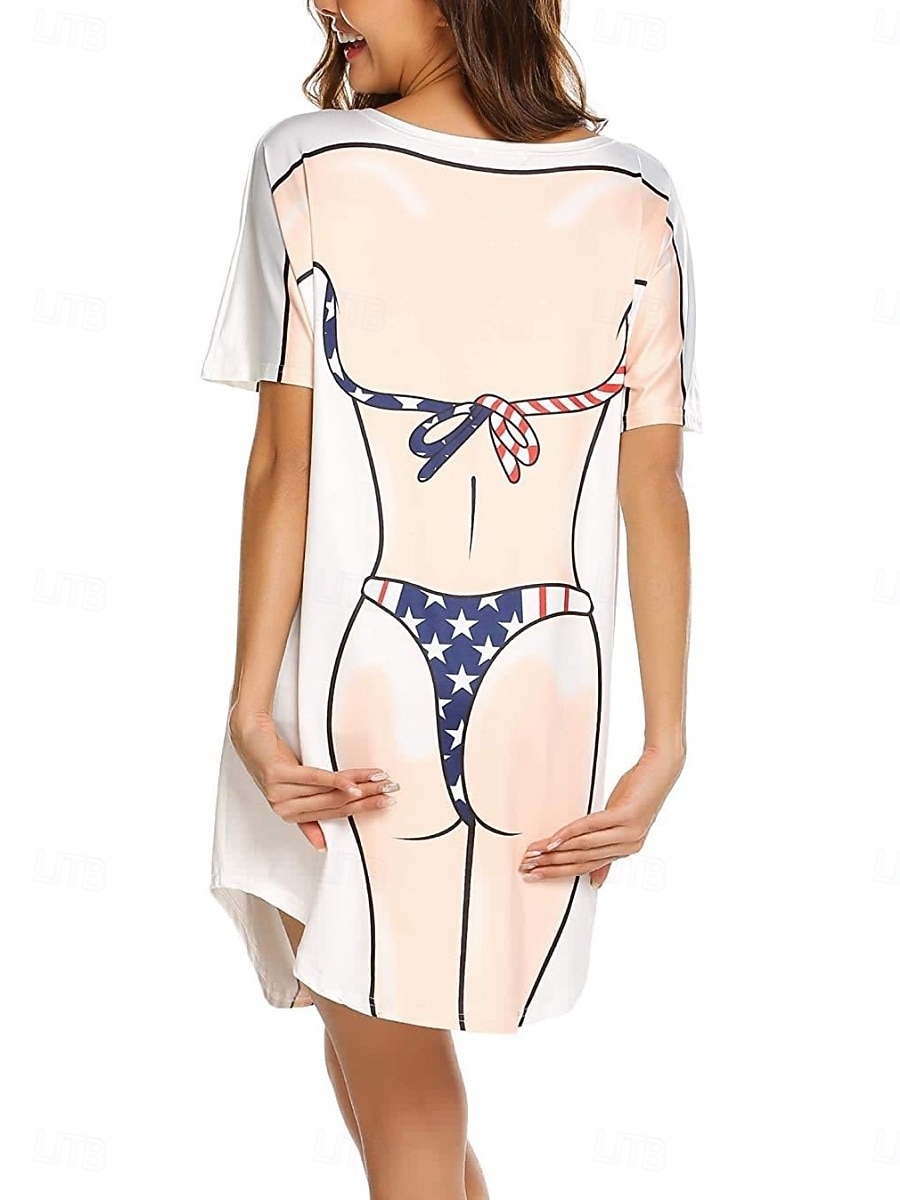 Kvinnors simklänning baddräkt klänning semester strandkläder grafisk rund hals långärmad baddräkter 2026 - $22.99 –P10