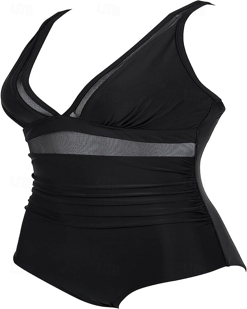 Γυναικεία Μαγιό Ενα κομμάτι Μπικίνι Σορτσάκια Μαγιό Δίχτυ Εξώπλατο Διακοπές Ρούχα παραλίας Συμπαγές Χρώμα Λαιμόκοψη V Αμάνικο Μαγιό 2026 - $8.49 –P3