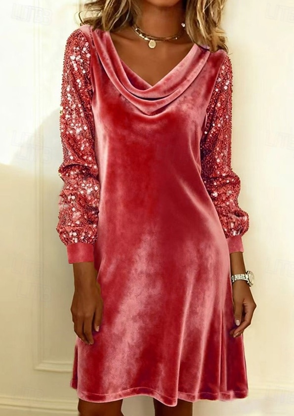 Women's Black Pink Red Winter Mini Dress Sheath Dress Shift Dress Vacation Cocktail Semi Formal Formal Wedding Party Regular Fit Crew Neck 2026 - CAD $49.99 Women's Black Pink Red Winter Mini Dress Sheath Dress Shift Dress Vacation Cocktail Semi Formal Formal Wedding Party Regular Fit Crew Neck 2026 - CAD $49.99