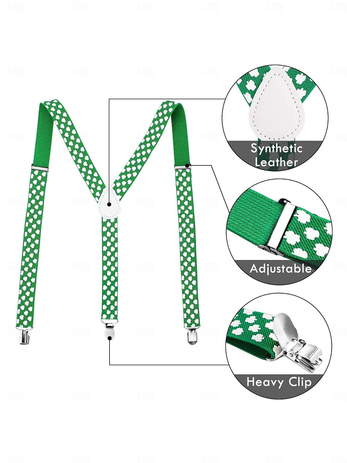 borsetă bărbătească cu trifoi verde de Ziua Sfântului Patrick, bretele &set de accesorii – echipament de festival cu bandă pentru cap, benzi pentru brațe și ochelari 2026 - $26.99 –P4