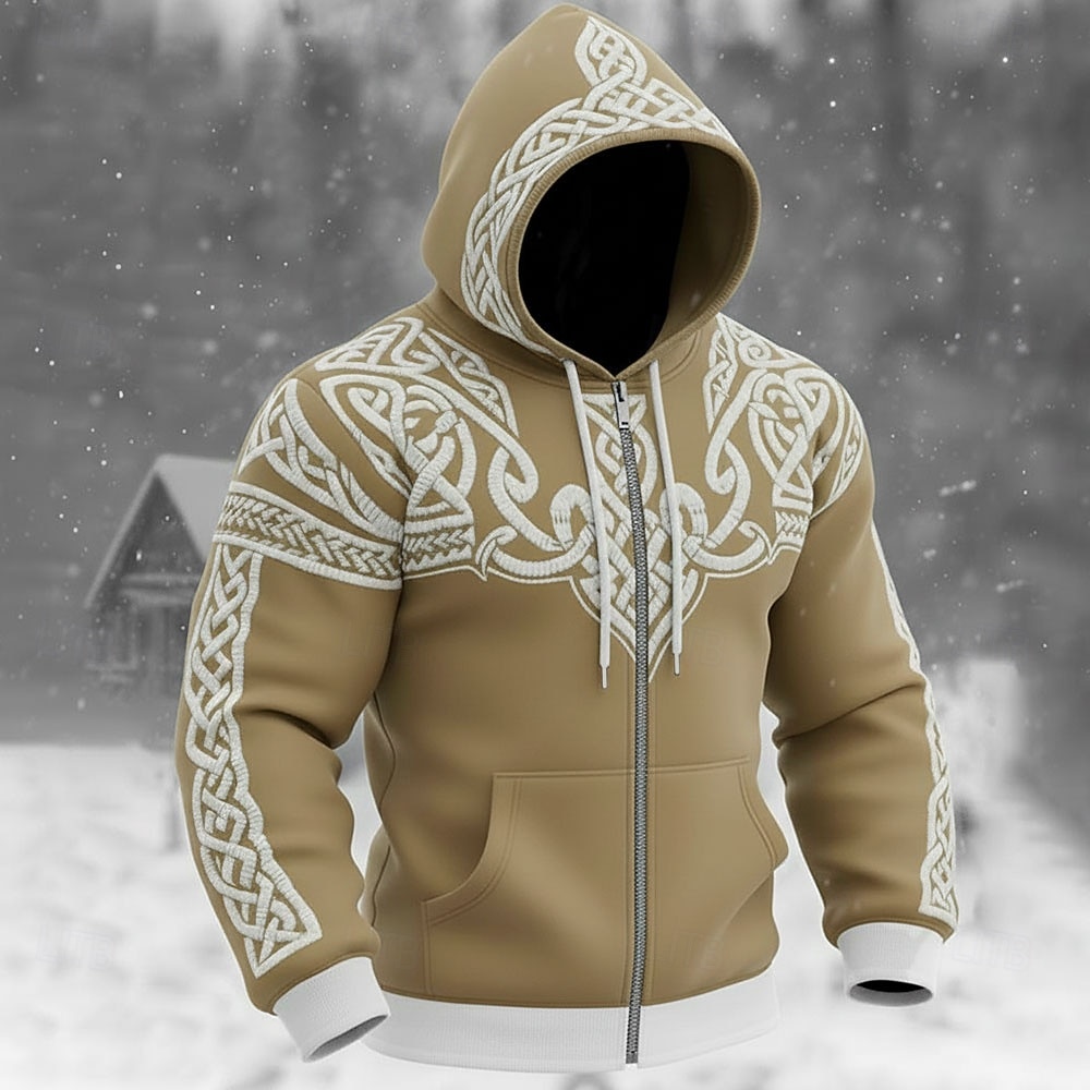 Per uomo Illusione ottica Stampa 3D Celti Felpa con Cappuccio Giacca di pelle Felpa Vichingo Fantasia Stampa su tutta la superficie Manica Lunga Con cerniera Abbigliamento casual alla moda Vacanza del 2026 a $32.99 –P3
