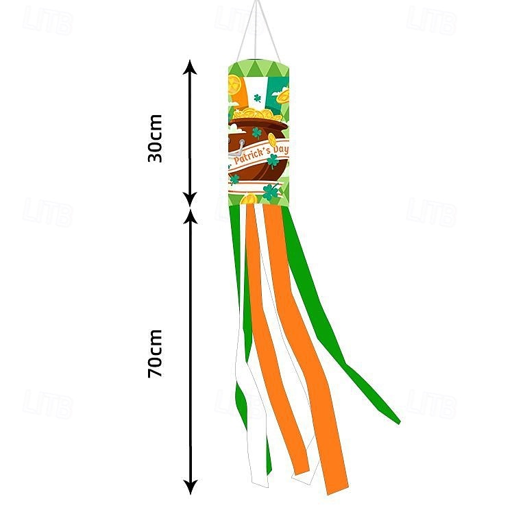 Szent Patrik-napi szélzsák zászló, ír dizájn, Szent Patrik-napi fesztivál dekoráció, színes kültéri szélzsák ünnepi ünneplésre, lóhere &lóhere design. 2026 - $8.99 –P3
