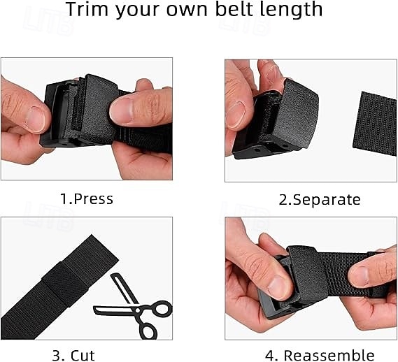 Centură tactică din nailon cu cataramă nemetalică și nemagnetică, pachet de 6, cu cataramă din plastic și chingă din pânză fără metal, potrivită pentru utilizare în exterior 2026 - ZAR R354.2 –P6