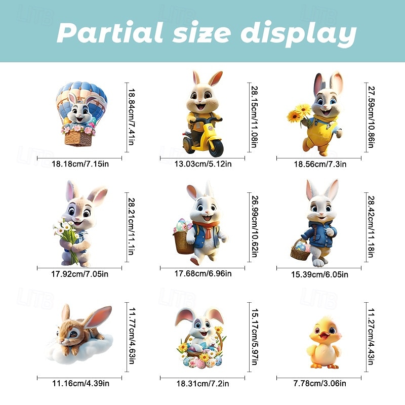 9 listů velikonočních samolepek na okna, velikonoční motocyklový zajíček s roztomilým králíkem a vajíčkem do výlohy, statické samolepky na okna. 2026 - $9.99 –P2