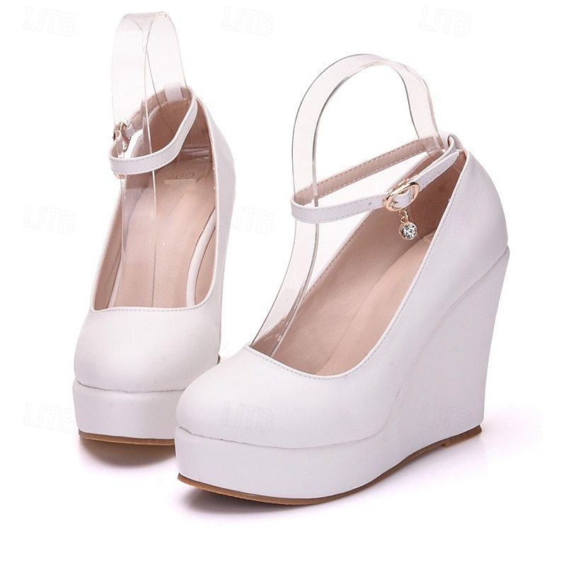 בגדי ריקוד נשים יומי קוקטייל נשף רקודים אבזם פלטפורמה בוהן עגולה אלגנטית אופנתי סגנון חמוד PU אבזם לבן 2026 - HK $289.43 –P7