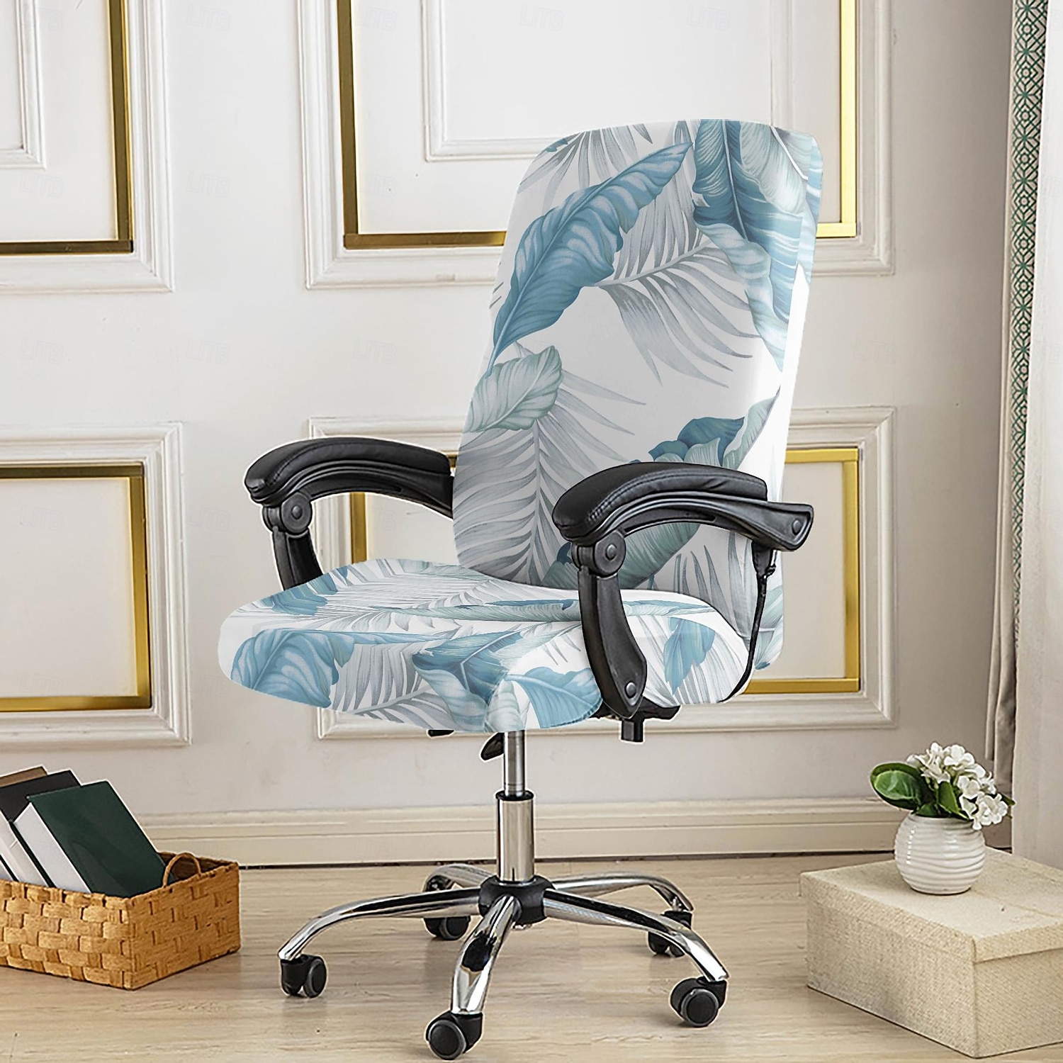 Bürostuhlbezug, Hockerbezug, geometrisch bedruckter Polyester-Überzug, Stretch-Stuhlschutzbezug für Homeoffice und Wohnzimmer 2026 - $17.99 –P4