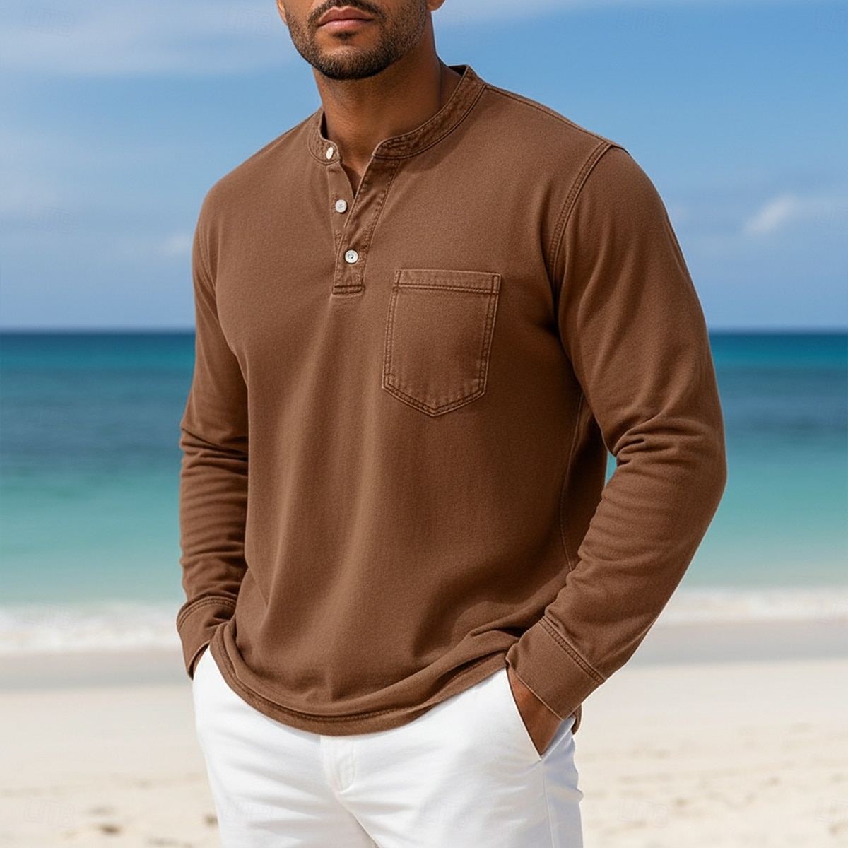 Per uomo Maglia Henley Camicia 100% cotone lavaggio acido Manica Lunga Henley Primavera Autunno Tutte le stagioni Tinta unica Vintage Retrò Vintage Casual Stile Vintage Tinto in capo Lavato Casuale del 2026 a $31.99 –P14