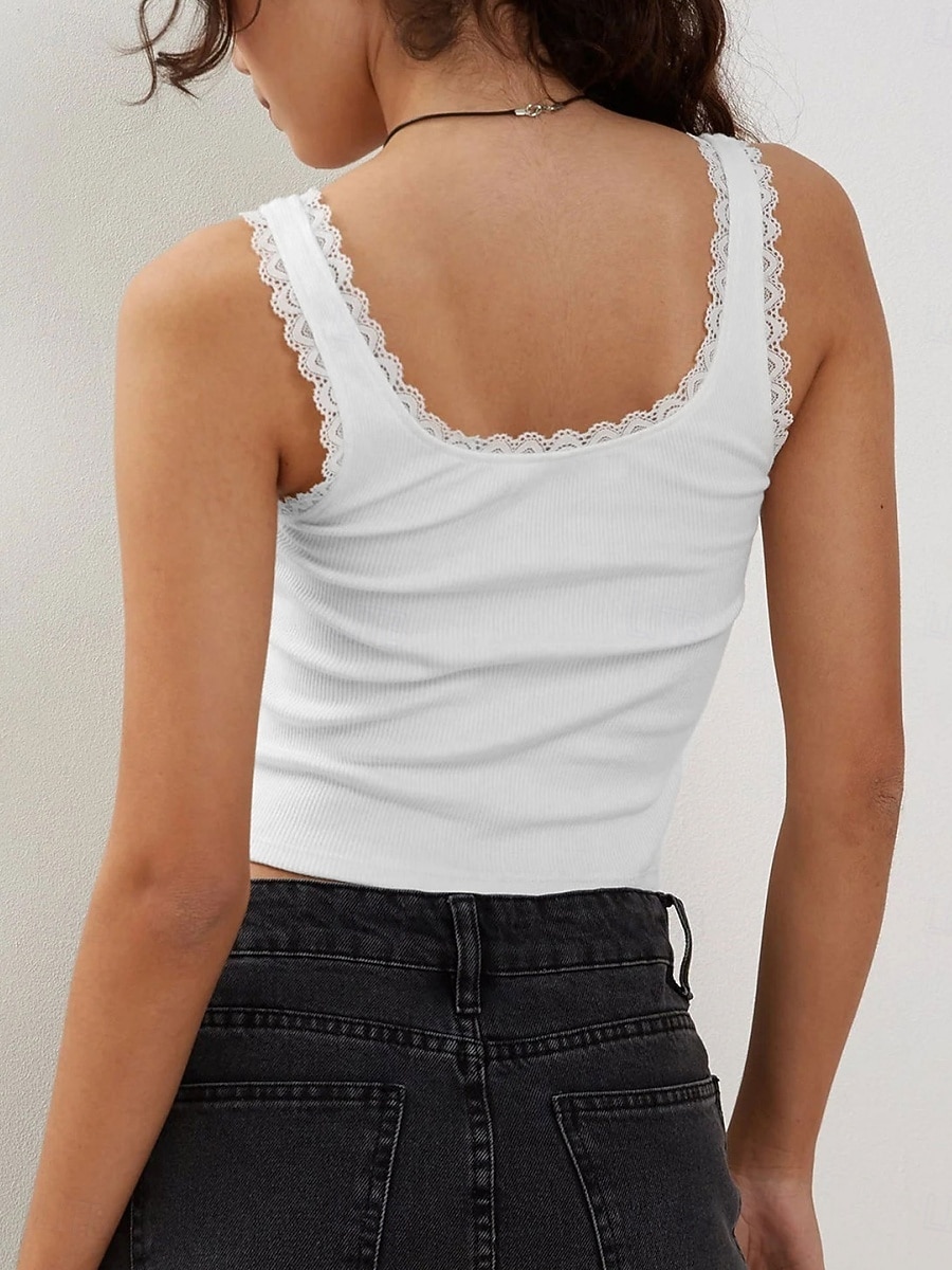 Mujer Camiseta sin mangas tipo camisola Color sólido Diario Elegante Sin Mangas Camiseta con cuello redondo Tops cortos Negro Blanco Gris Oscuro Albaricoque Gris Verano Primavera 2026 - $21.99 –P3