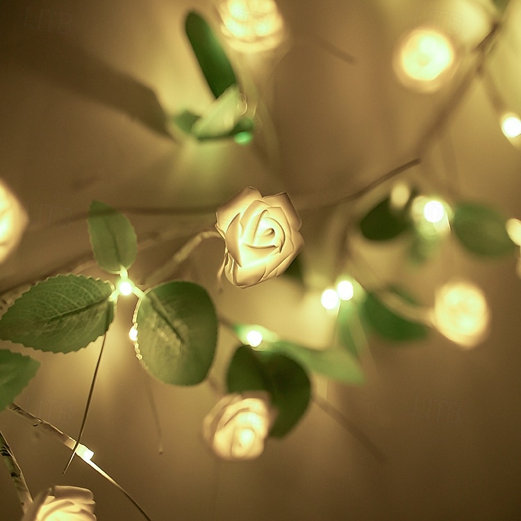 1.8M 48 LED Beads Artificial Rose Vine String Lights, Waterproof with Timer, AAA Battery Box, Indoor/Outdoor Bedroom, Living Room, Garden, Party, Wedding, Holiday Decoration 2026 - $25.99 –P5