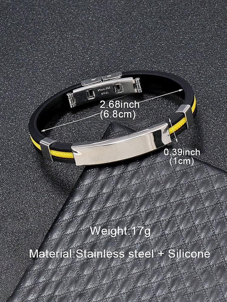 Men's Stainless Steel and Silicone Bracelet, Available in Multiple Colors – Stylish and Durable for Casual and Everyday Wear 2026 - $5.99 –P8