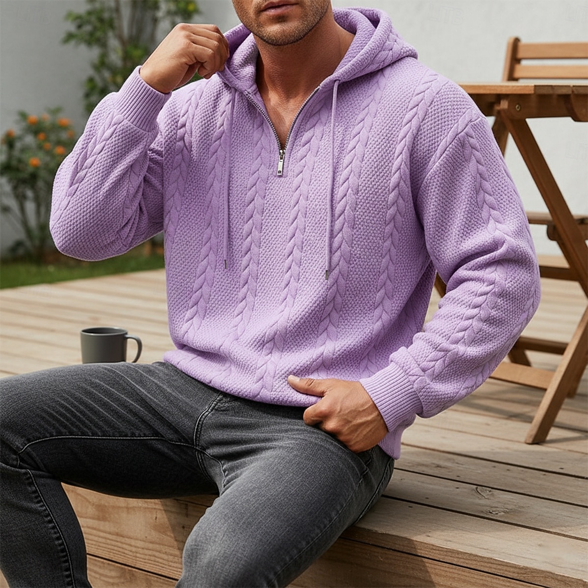 Ανδρικά Ζακάρ Φούτερ πουλόβερ με κουκούλα και πουλόβερ Κουκούλα με φερμουάρ Quarter Σομόν Μαύρο Λευκό Πράσινο Ανοικτό Κρασί Με Κουκούλα Σκέτο Κουμπώσου Με Υφή Causal Καθημερινά Αθλήματα & Ύπαιθρος 2026 - $19.99 –P2