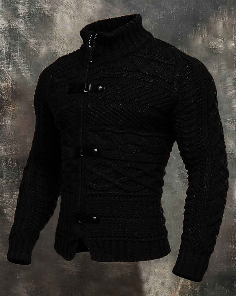 Men's Sweater Pullover Sweater Jumper Zip Sweater Knit Sweater Ribbed Knit Regular Tops Knitted Plain Turtleneck Streetwear Modern Casual Daily Wear Clothing Apparel Fall Winter Black Dark Navy S M L 2026 - $42.99 –P7
