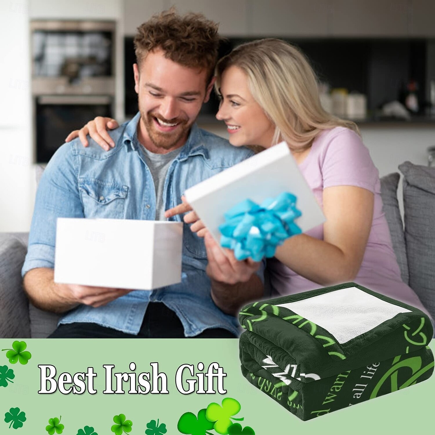 St. Patrick's Day Irish Gifts for Women & Men,  SLÁINTE Irish Blessing Blanket, Celtic Birthday Gift, Best St. Patrick's Day Present, Thoughtful Irish Blessing Décor. 2026 - $25.99 –P5