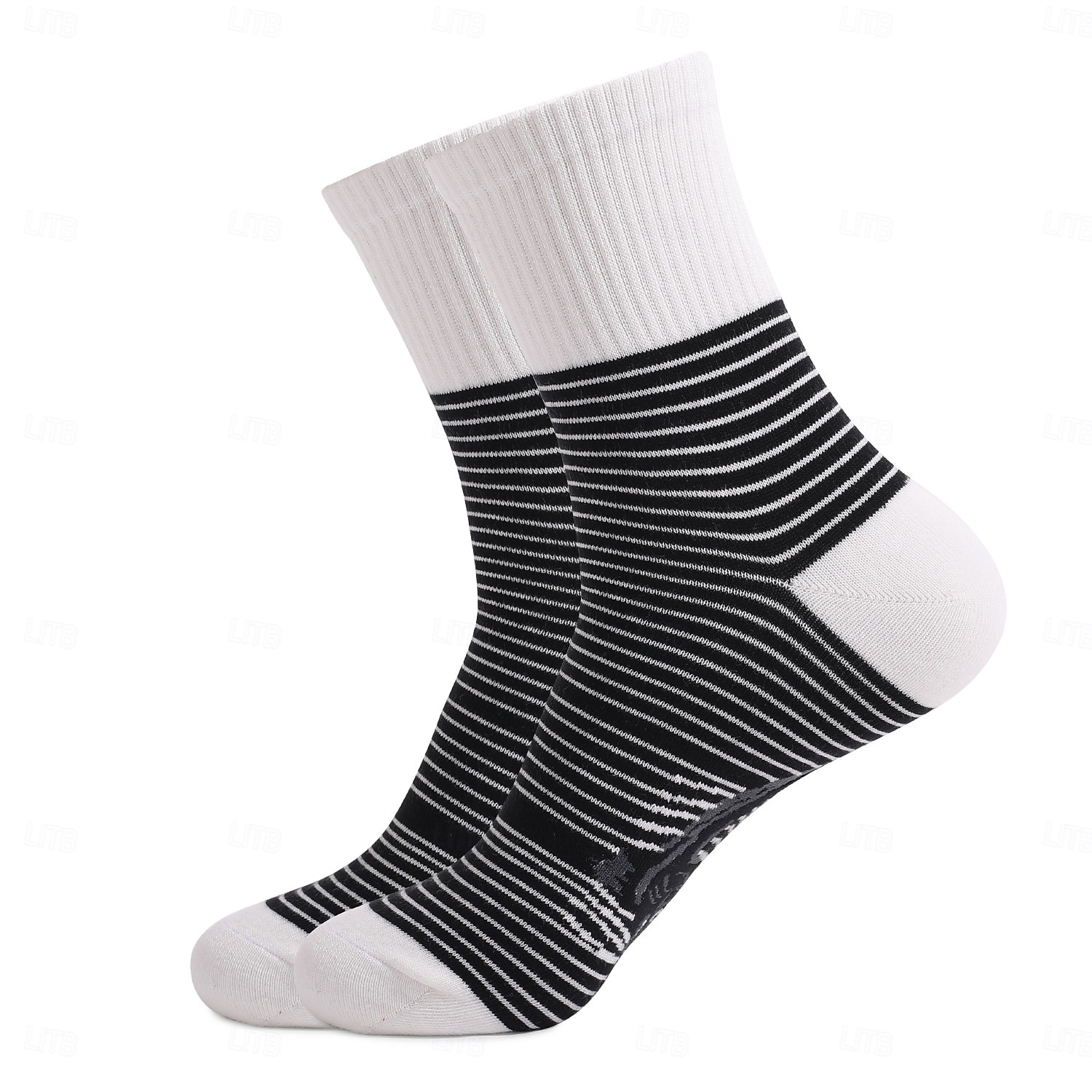 Men's Socks Black and White Stripes Animal Cat Print Plus Size Unisex Mid-Calf Socks Comfortable Casual Wear for Men and Women 2026 - $5.49 –P4
