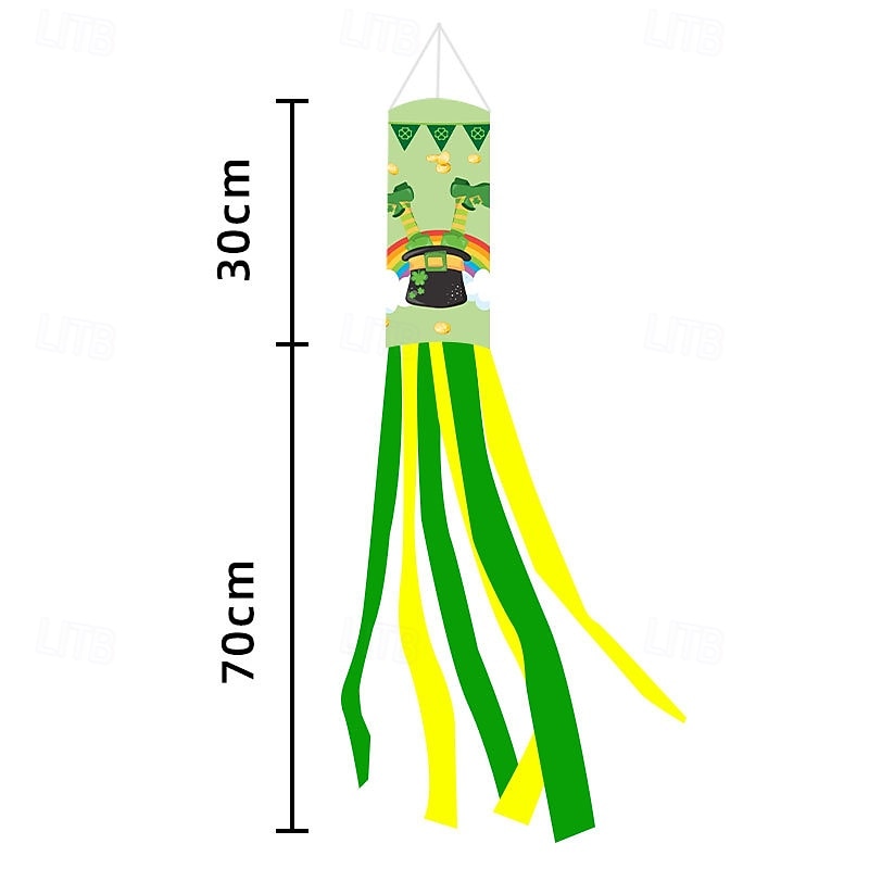 Szent Patrik-napi szélzsák zászló, ír dizájn, Szent Patrik-napi fesztivál dekoráció, színes kültéri szélzsák ünnepi ünneplésre, lóhere &lóhere design. 2026 - $8.99 –P15