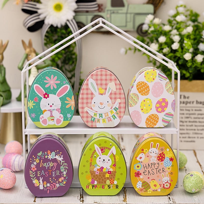 1pc Easter Bunny Egg Shape Tin Box, Kids Gift Candy Container, Cute Metal Treat Case, Holiday Party Favor, Easter Basket Stuffer Storage Box 2026 - $9.99 –P4