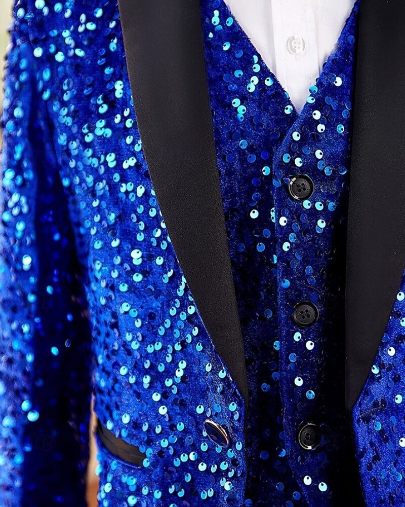 Ring Bearer Suit Boys' Kids Suit Blazer & Vest & Pants & Shirt & Tie Boy's Formal Suit Casual Outdoor Party Fashion Cool Basic Solid Color Sequins Pocket Buttons Royal Blue Polyester 2026 - $204.89 –P4
