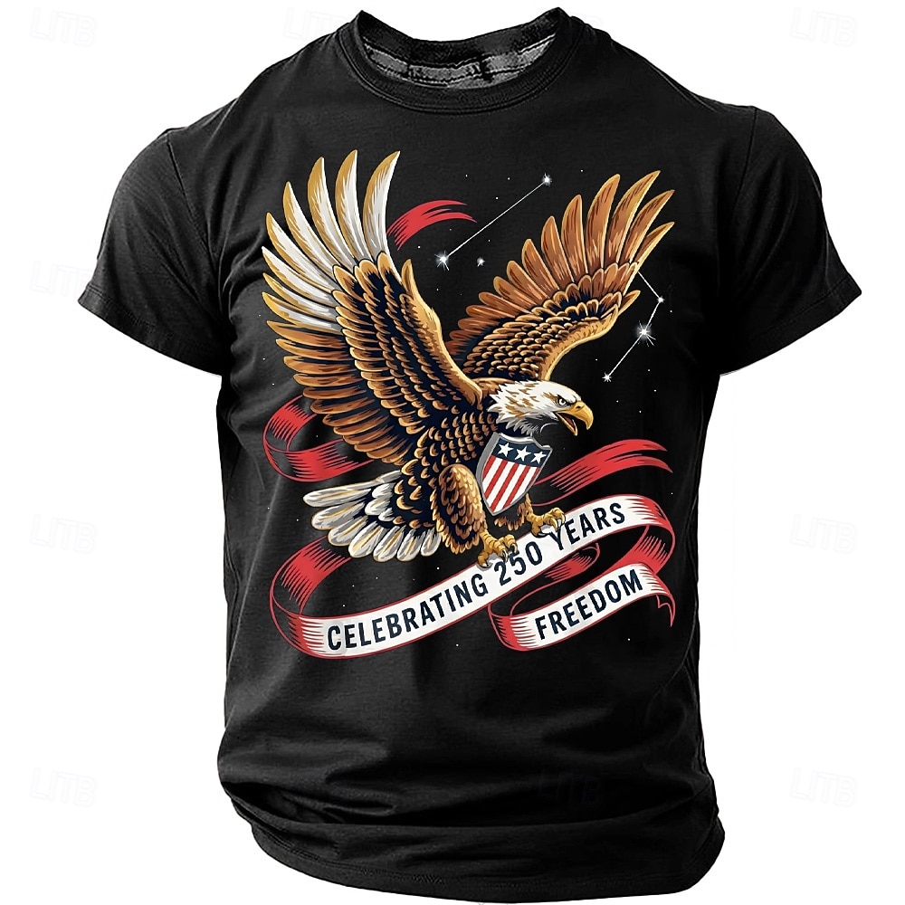 4 juli 2026 250:e minnesdagen Herr 3D Print USA-flagga Rund hals Kort ärm T-shirt Dagligt Street 2026 - $22.99 –P2
