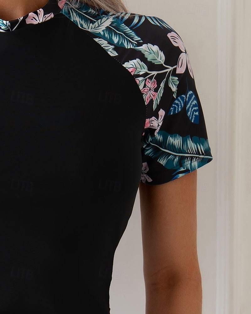 Γυναικεία Προστατευτικά Μαγιό με φλοράλ print Μαγιό Φλοράλ Πολύ Ελαφρύ (UL) Προστασία UV Ελαστικό Κοντομάνικο Μαγιό Σέρφινγκ Ψαροντούφεκο Καλοκαίρι 2026 - $20.99 –P12