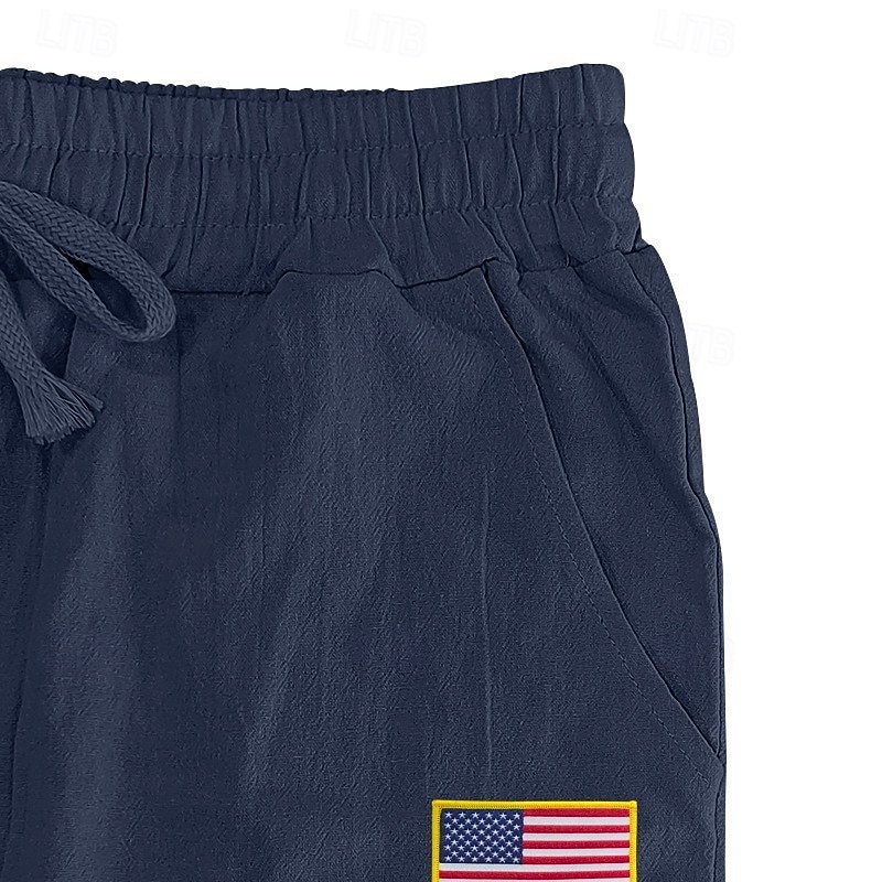 Férfi Vászon nadrág Nadrág Nyári nadrág Strand nadrág Zsinór Rugalmas derék Amerikai amerikai zászló Mokaszinok Légáteresztő Napi Szabadtéri Tengerpart Szabadság Divat KhakiA Fekete 2026 - $21.99 –P11