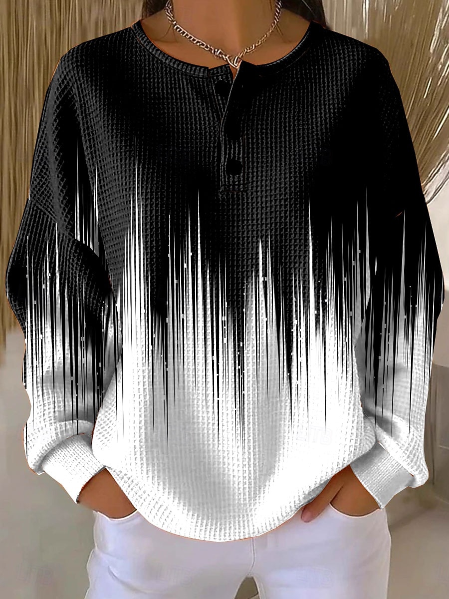 Pentru femei Hanorac pulover Nasturi Imprimeu Grafic Geometric Cald Clasic Casual Manșon Lung Stil Nautic Rotund Topuri obișnuite Casual Stradă Zilnice Albastru piscină Negru Portocaliu Trifoi 2026 - $28.99 –P2