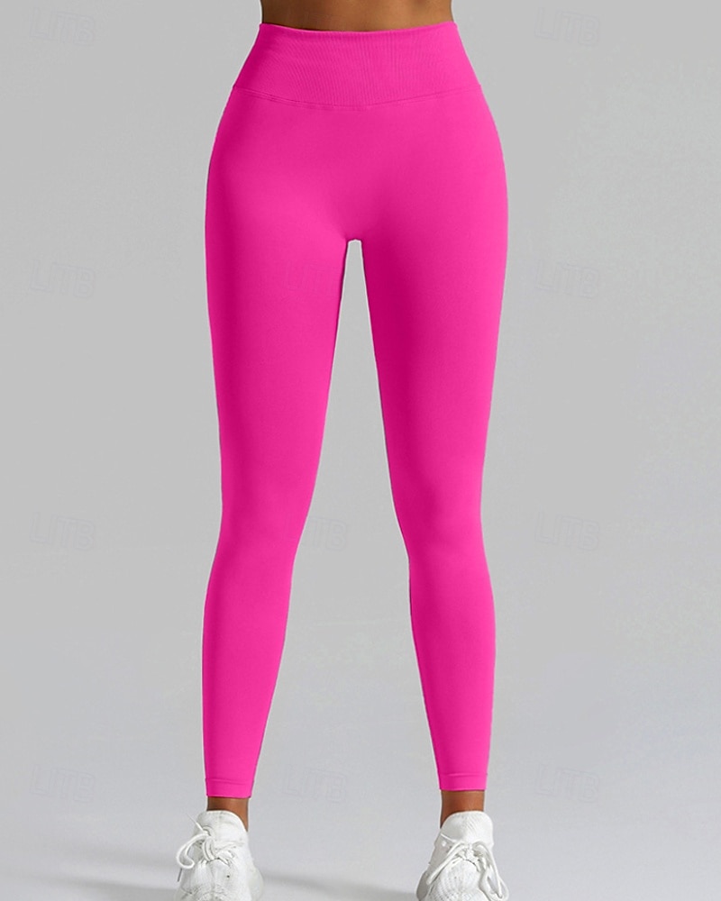 Per donna Chinos Leggings Streetwear Casual Athleisure Lunghezza intera Vita media Semplice Elastico in vita Traspirante Elasticizzato Quotidiano All'aperto Vacanza Viola Nero Blu reale Fuschia del 2026 a $17.99 –P5