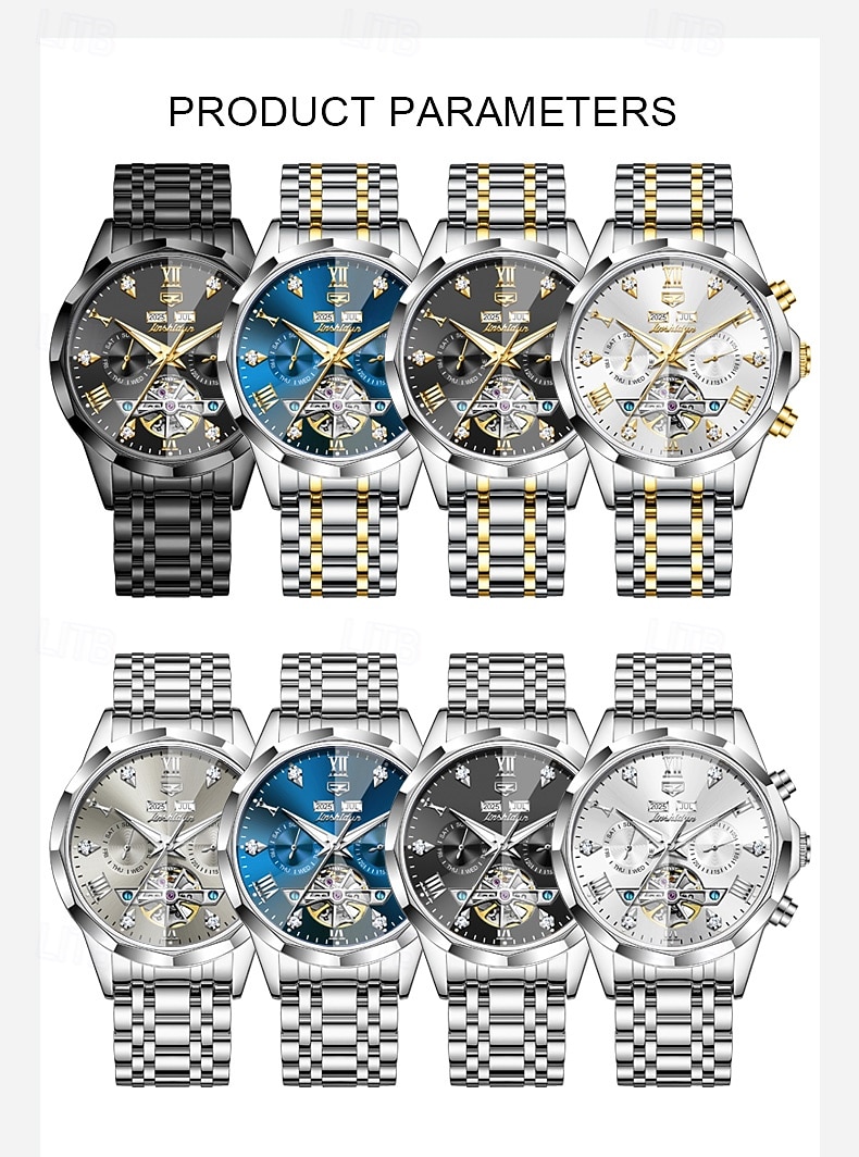 Часы OLEVS для мужчин автоматические кожаный ремешок календарь циферблат-скелетон классические водонепроницаемые часы Moonwatch 7009 2026 - $115.99 –P13