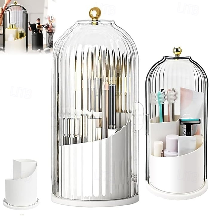 Porte-brosses à dents anti-poussière avec couvercle, boîte de rangement pour pinceaux de maquillage pour coiffeuse, porte-stylos en forme de cage à oiseaux et étagère de rangement, organisateur de 2026 ? $19.99 –P11