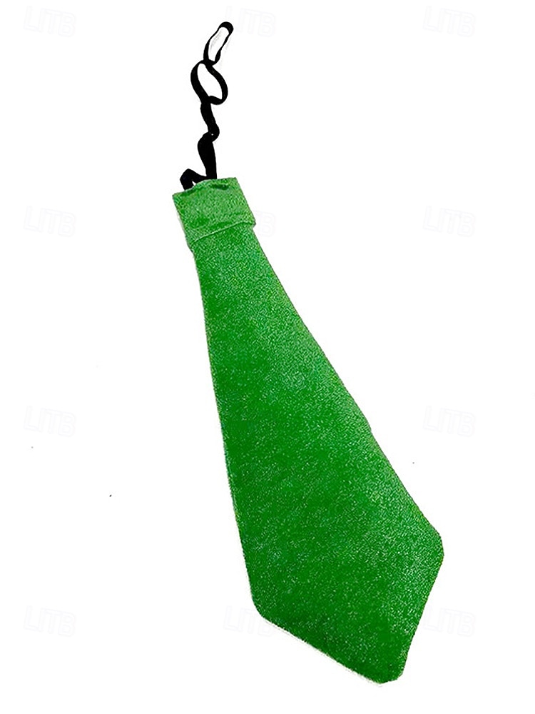 2026年 男性用聖パトリックの日のレプラコーンコスチュームアクセサリーセット、ポリエステル素材、バックル付きグリーンのトップハット、偽のひげ、蝶ネクタイとネクタイセット、パーティーや休日のお祝い  コレクション – $24.99 –P9