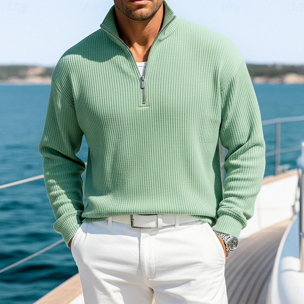 Men's Corduroy Shirt Polo Shirts Casual Outdoor Quarter Zip Long Sleeve Fashion Modern Solid Color Plain Warm Spring Spring &  Fall Regular Fit Black Wine Navy Blue Green khaki Army Green Corduroy 2026 - $23.99 –P2